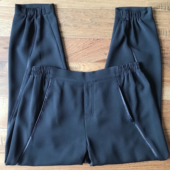 VINCE Navy crepe satin trim wrap jogger small - Picture 3 of 12